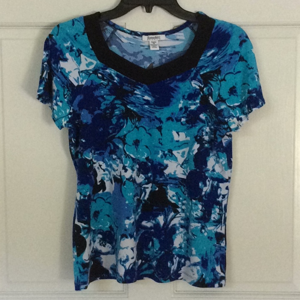 Hampshire Studio Aqua & Blue Short Sleeve Blouse